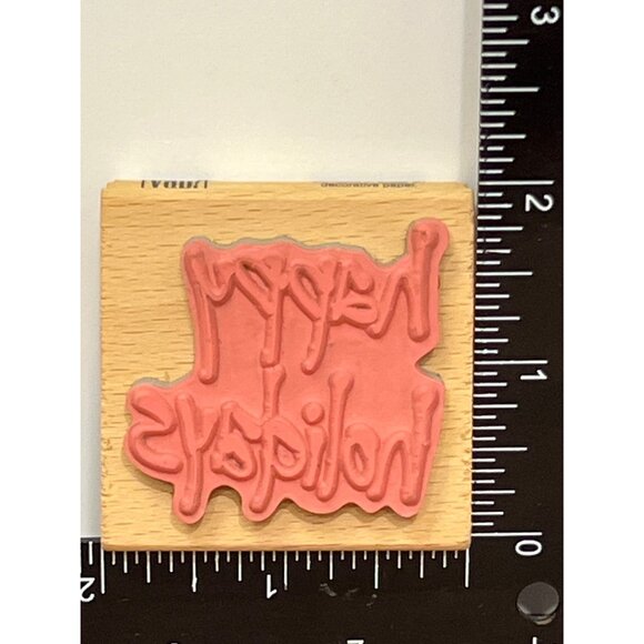 Vap Scrap Happy Holidays Wood MOUNTED Rubber Stamp BY ELLEN VENER - Picture 2 of 4
